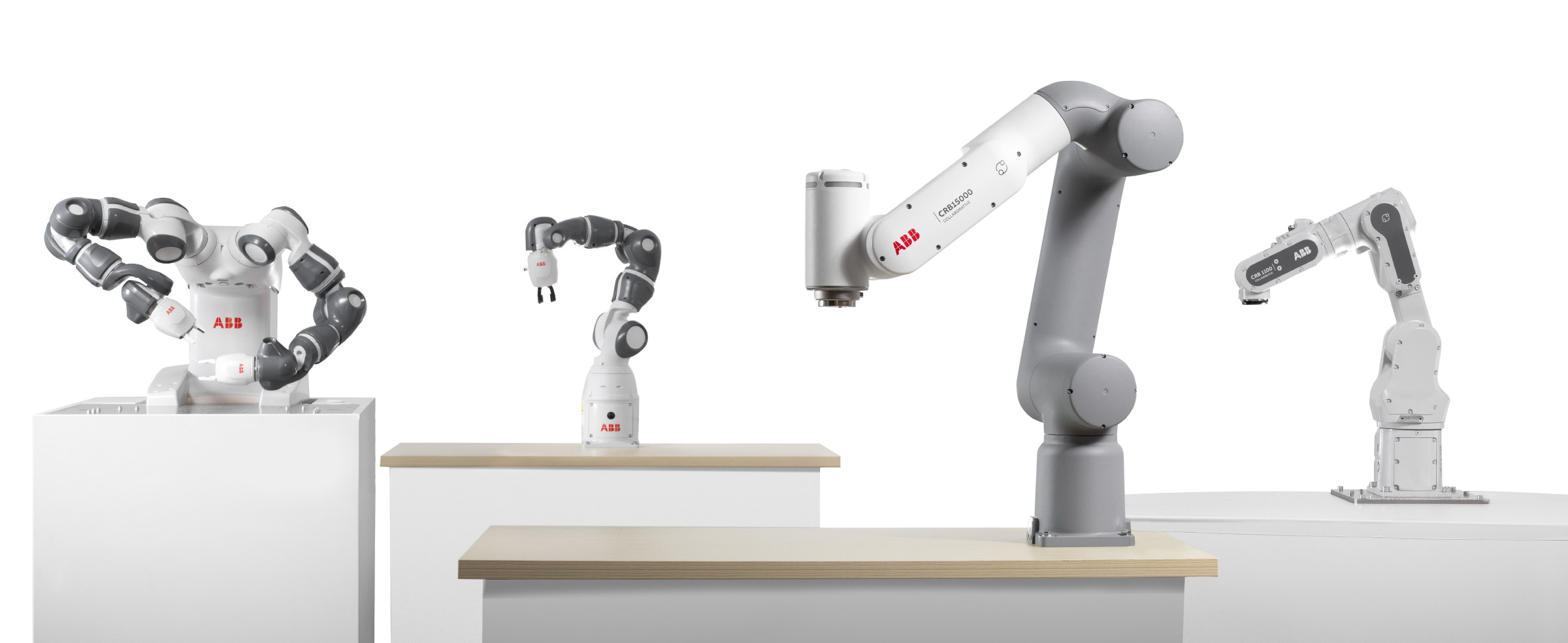 Eine Gruppe von ABB Cobot Robotern.